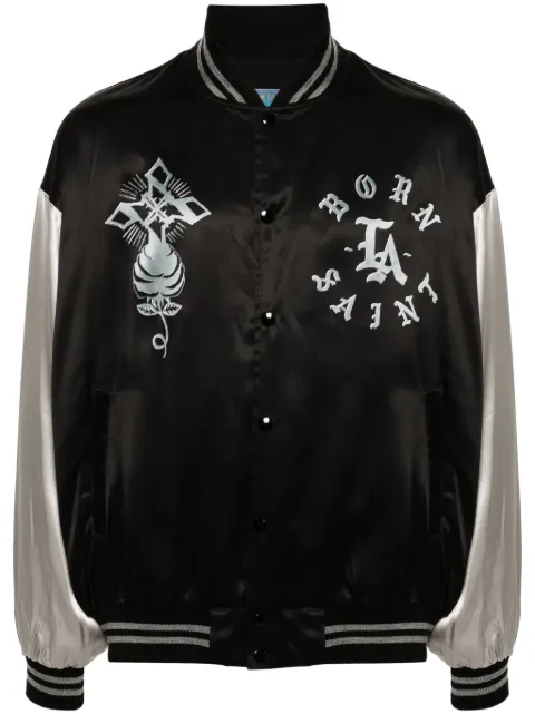 SAINT MXXXXXX satin bomber jacket Black SMYS80000C12