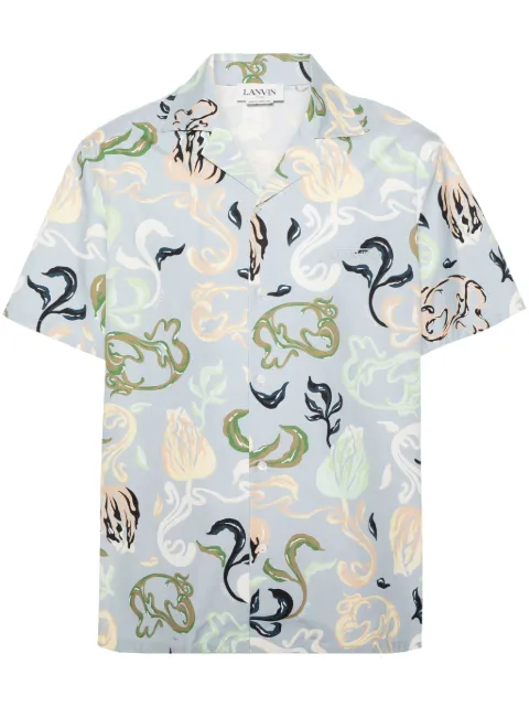 Lanvin abstract-print cotton shirt Blue RMSI00195949E24