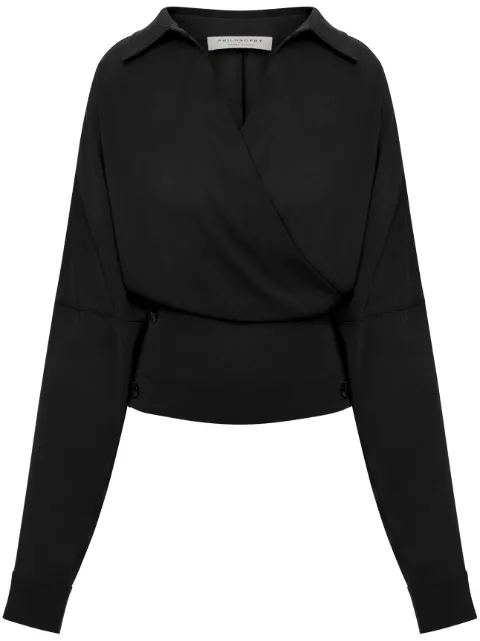 Philosophy Di Lorenzo Serafini panelled V-neck blouse Black A02105719