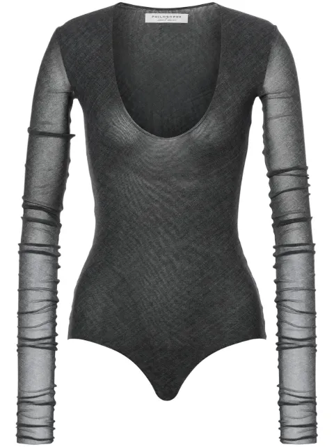 Philosophy Di Lorenzo Serafini U-neck long-sleeve bodysuit Grey A11027138