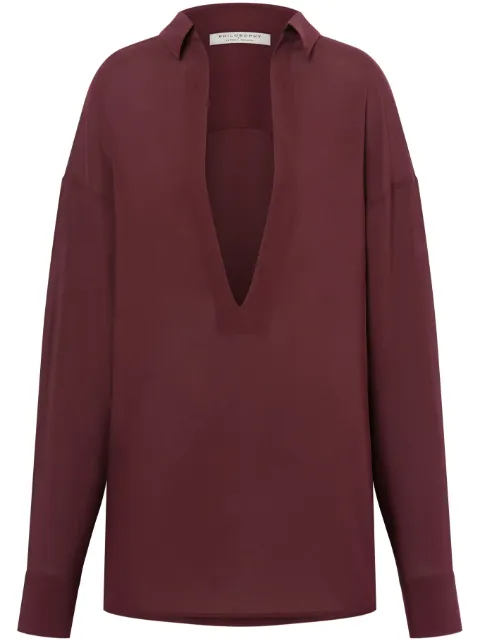 Philosophy Di Lorenzo Serafini belted long-sleeve dress Red AEF242C02097119
