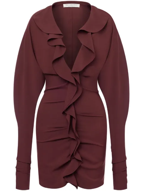 Philosophy Di Lorenzo Serafini V-neck ruffled mini dress Brown AEF242G04395719