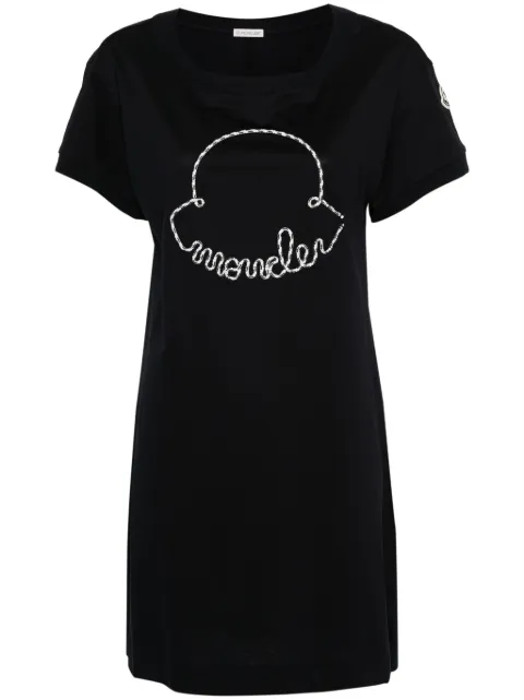 Moncler corded-logo cotton mini dress Blue J10938I0001589AJU