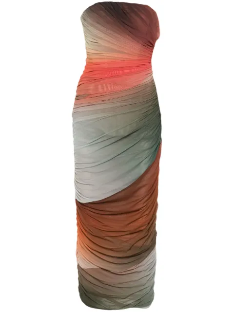 The Attico ruched-detail gradient midi dress Multicolour 248WCM154PE102