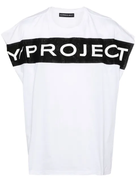 Y/Project logo-print cotton tank top White 204TS010