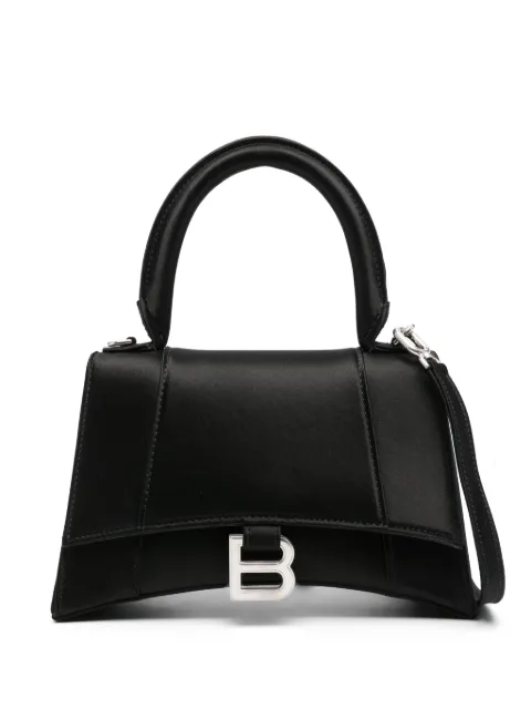 Balenciaga small Hourglass satin tote bag Black 5935462AATP