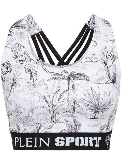 Plein Sport graphic-print sports bra White FADCWJK0161STE003N