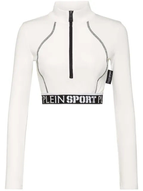 Plein Sport logo-underband crop top White FADCWJK0166SJY001N