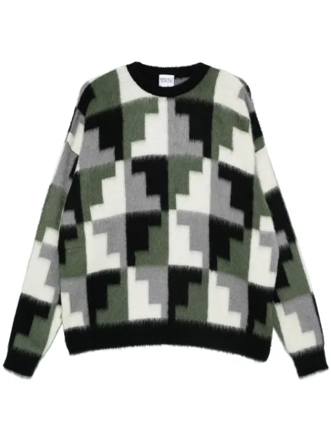 COUNTY OF MILAN Aop Damier sweater Green CMHE036F24KNI001066E