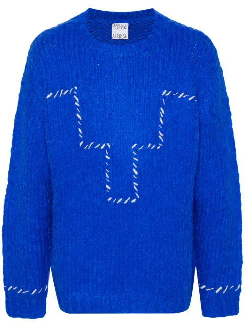 COUNTY OF MILAN logo-embroidered chunky-knit jumper Blue CMHE035F24KNI0054501