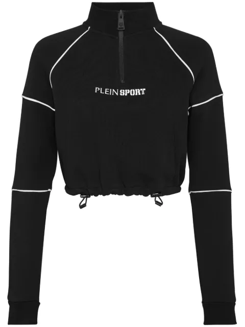 Plein Sport logo-print cropped sweatshirt Black FADCWJB1752SJO001N