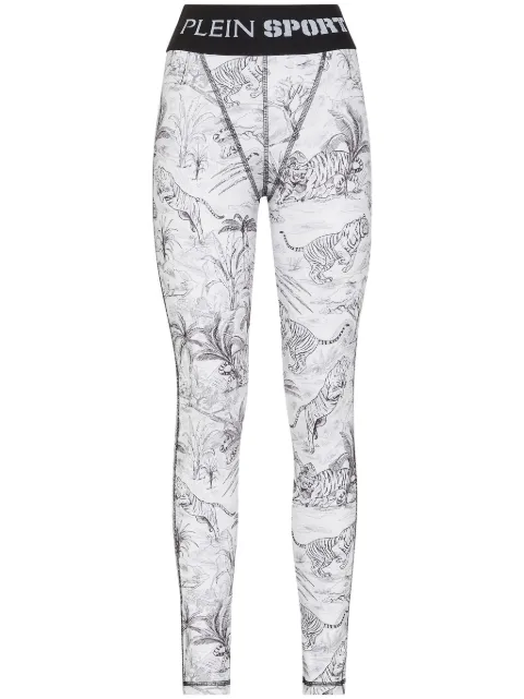 Plein Sport graphic-print high-waist leggings White FADCWJT1954STE003N