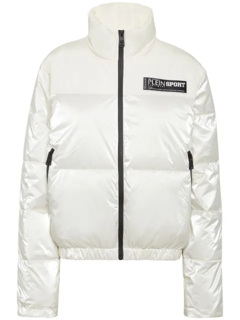 Plein Sport logo-appliqué puffer jacket White FADCWRB1395SXV005N