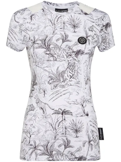 Plein Sport graphic-print compression T-shirt White FADCWTK3355STE003N