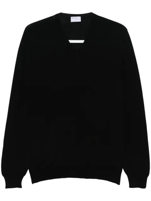 Fedeli V-neck virgin wool jumper Black 3UI07011