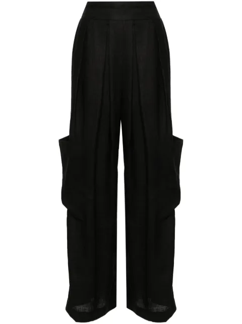 Ermanno Scervino pleat-detail linen trousers Black D444P601HEW