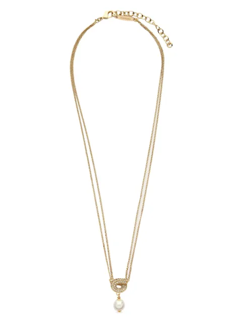 Ferragamo Gancini pearl pendant necklace Gold 776608