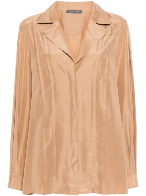 Alberta Ferretti plissé-details silk shirt Brown A02170125