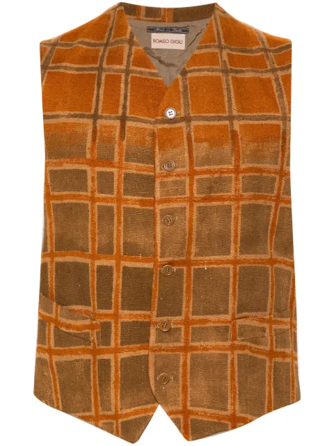 Romeo Gigli Pre-Owned 1990s check-pattern waistcoat Orange ROGI250EA