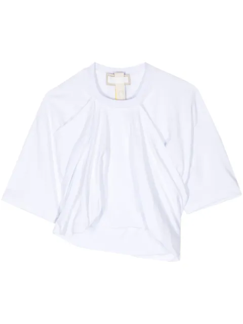 LITKOVSKA Graceful draped cotton T-shirt White T13MSS24