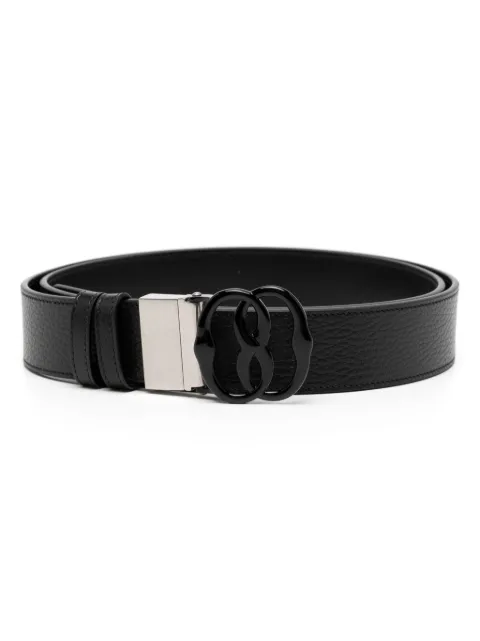 Bally logo-buckle reversible leather belt Black MBB02MVT645