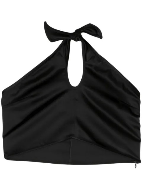 REMAIN knot satin bandeau top Black 501273100
