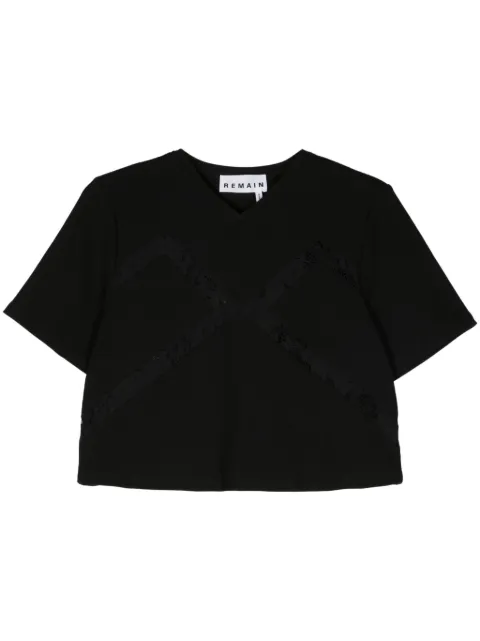 REMAIN lace-panelled ribbed T-shirt Black 500987100