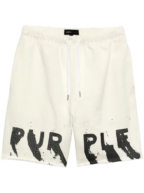 Purple Brand logo-print cotton shorts White P446MFCM823