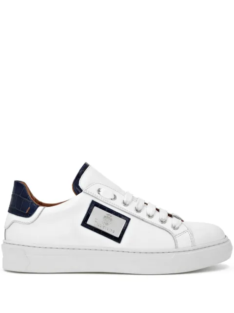 Billionaire logo-plaque leather sneakers White WADSMSC3991BLE029N