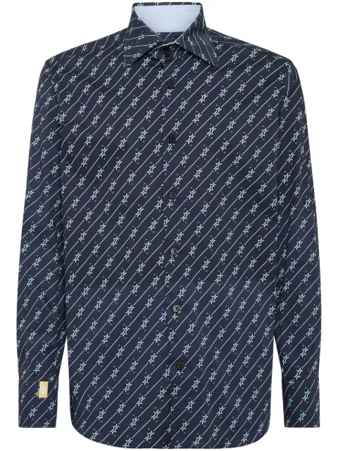 Billionaire monogram-pattern cotton shirt Blue WADCMRP2252BTE018N