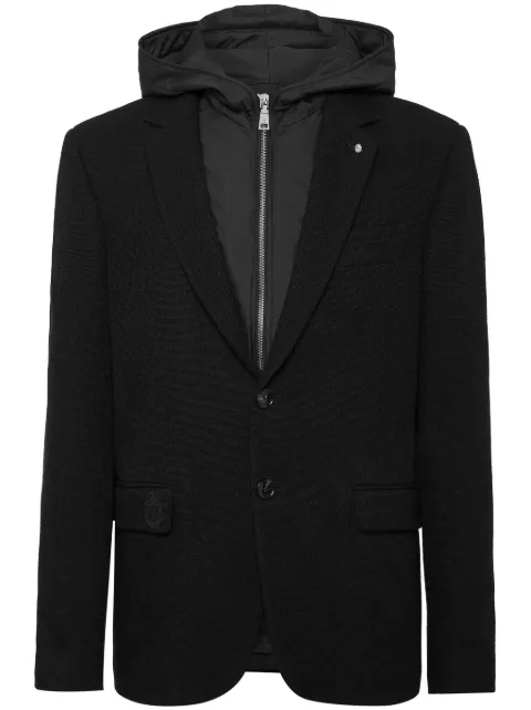 Billionaire layered hoodie notch lapels blazer Black WADCMRF1832BTE014N
