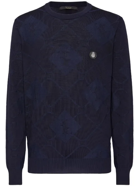 Billionaire intarsia-knit jumper Blue WADCMKO1403BKN001N