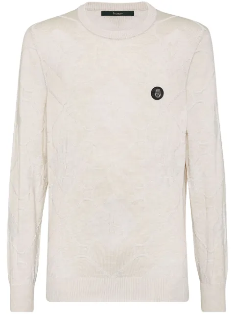 Billionaire intarsia-knit jumper White WADCMKO1403BKN001N