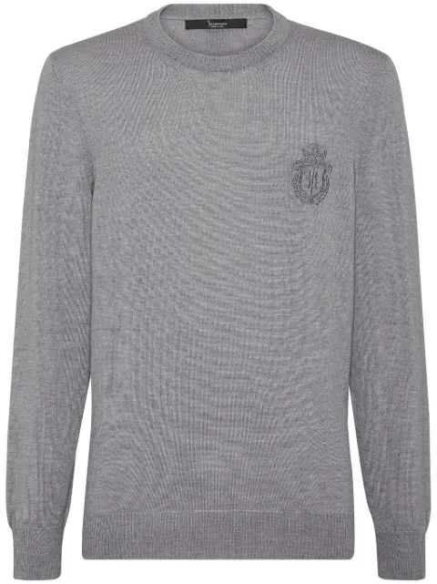 Billionaire logo-embroidered wool jumper Grey WADCMKO1315BKN001N
