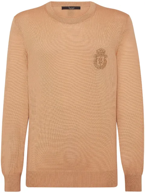 Billionaire logo-embroidered wool jumper Neutrals WADCMKO1315BKN001N