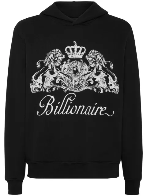 Billionaire logo-print cotton hoodie Black WADCMJB3441BTE014N