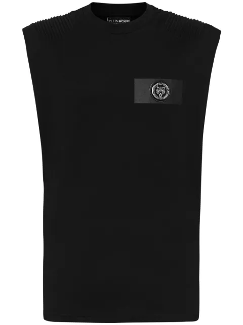 Plein Sport logo patch sleeveless T-shirt Black FADCMTK7573STE003N