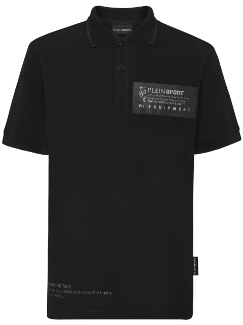 Plein Sport logo-print piqué polo shirt Black FADCMTK7572STE003N