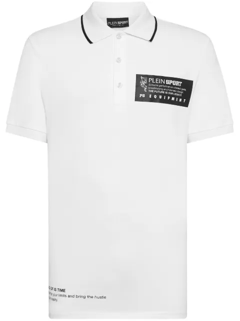 Plein Sport logo-print piqué polo shirt White FADCMTK7572STE003N