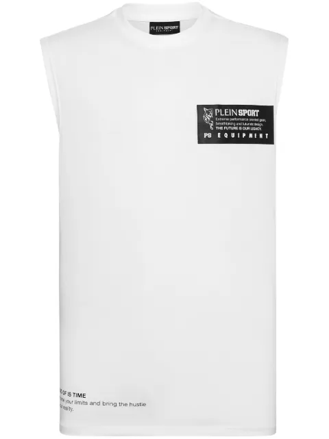 Plein Sport logo-print sleeveless T-shirt White FADCMTK7567STE003N