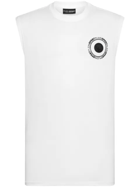 Plein Sport logo-appliqué crew-neck tank top White FADCMTK7543STE003N