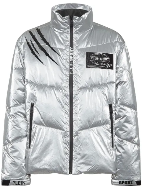 Plein Sport printed zipped padded jacket Silver FADCMRB2545SXV005N
