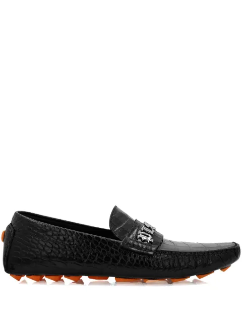 Philipp Plein crocodile-embossed leather loafers Black FADSMSB0794PLE010N