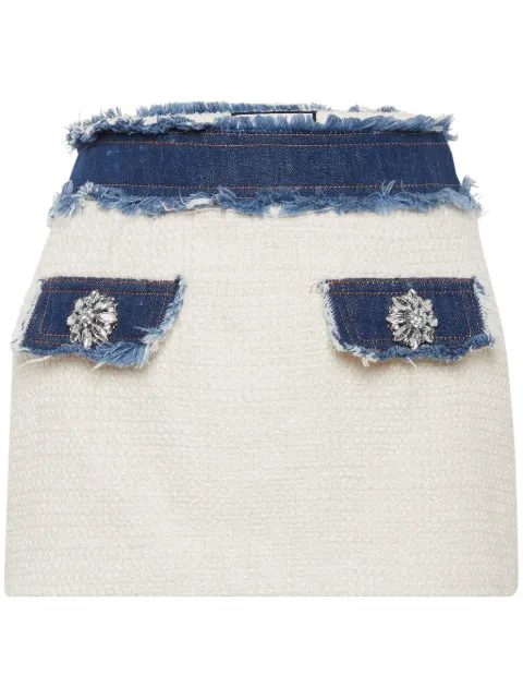 Philipp Plein denim-trimmed tweed miniskirt White FADCWRV0523PTE003N