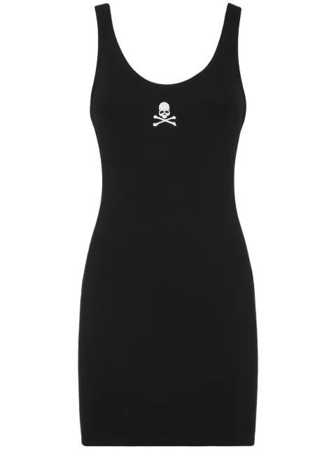 Philipp Plein Skull-embroidered tank minidress Black FADCWRG3091PJY002N