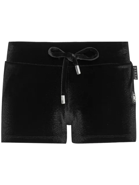 Philipp Plein Gothic Plein-print velvet shorts Black FADCWJT1990PTE003N