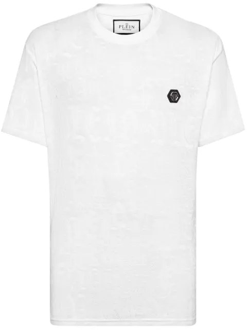 Philipp Plein logo-appliqué cotton T-shirt White FADCMTK7394PJY002N