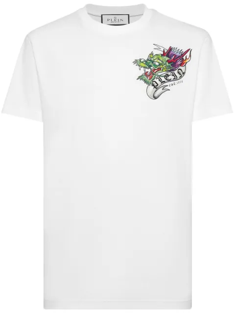Philipp Plein Tattoo-print cotton T-shirt White FADCMTK7089PJY002N