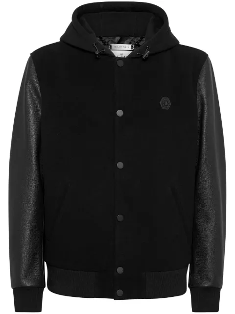Philipp Plein logo-appliqué panelled hooded jacket Black FADCMRB2513PTE120N