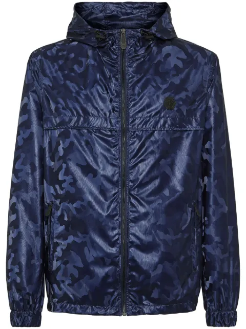 Philipp Plein camouflage-print hooded windbreaker Blue FADCMRB2501PNY002N